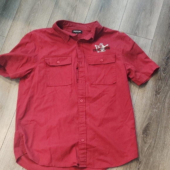 True Religion Red Short Sleeve Men's Shirt - Picture 1 of 5